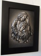 Czarno mosiężny obraz Święta Rodzina na prezent ślubny - podziękowanie lub jubileusz SR2-16 ART DECO