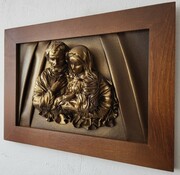 Obraz Święta Rodzina na prezent ślubny - Rękodzieło ze skóry i drewna ART DECO