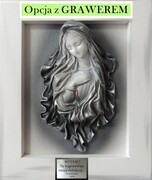 Posrebrzany obrazek z Maryja, Matką Bożą - rękodzieło ze skóry + GRAWER - s1-11 ART DECO