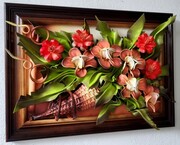 Obraz kwiaty w wiklinowym rożku - prezent dla kobiety, mamy, babci inne ART DECO