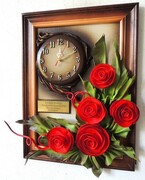 Wyjątkowy obraz z zegarem i czerwonymi różami + złota dedykacja na PODZIĘKOWANIE dla RODZICÓW ART DECO