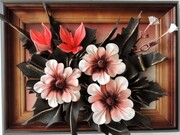 Prezent na urodziny - obraz kwiatowy ze skóry - RĘKODZIEŁO ART DECO