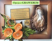 Prezent na 1 Komunię Św. - obraz z Maryją + dedykacja + kwiaty - 40x30cm - K2SK-2 ART DECO