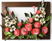 Trójwymiarowy obraz ze skóry z kwiatami - NOWY MODEL - K6-10 ART DECO