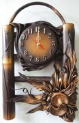 Zegar ścienny ze skóry i bambusa - Prezent na jubileusz - B6-2 ART DECO