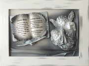 Obraz z Aniołem Stróżem - prezent na Chrzest Święty, Komunię + DEDYKACJA grawer ART DECO