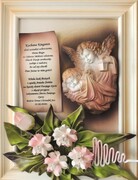 Pozłacany obraz z Aniołem Stróżem - prezent na Chrzest Święty, Komunię + DEDYKACJA - A3S-7 ART DECO