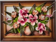 Obraz z bukietem kwiatów w dzbanuszku - na prezent jubileuszowy, urodziny lub emeryturę. ART DECO