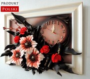 Oryginalny obraz ze skóry z zegarem - na jubileusz 10 lecia ślubu - k3z-6 ART DECO