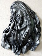 Czarno-srebrna rzeźba w skórze MATKA BOŻA MARYJA - MS-5 ART DECO