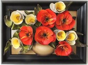 Kwiaty w wazonie - rękodziło ze skóry - prezent dla kobiety na JUBILEUSZ emeryturę URODZINY ... ART DECO