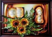 DUŻY OBRAZ Z MARYJĄ - SŁONECZNIKI W KOSZU - K8D-4 ART DECO