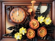 Obraz z zegarem 2 w 1 + kwiaty - prezent na urodziny JUBILEUSZ emeryturę ART DECO