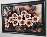 Duży obraz z bukietem kwiatów w czarnej ramie - prezent na Jubileusz, Podziękowanie ART DECO