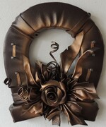 Podkowa na szczęście z kwiatami ze skóry - Pm-1 ART DECO