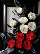 OBRAZ W BARWACH POLSKI. ELEGANCKI. SKÓRA. RĘKODZIEŁO, PRZESTRZENNY. K5-11 ART DECO