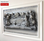 Duży obraz OSTATNIA WIECZERZA w drewnianej ramie NA PREZENT ŚLUBNY - S8-18 ART DECO