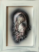 OBRAZ, DREWNIANA RAMA, MARYJKA Z DZIECIĄTKIEM. NOWOCZESNE KOLORY, RĘKODZIEŁO. POMYSŁ NA PREZENT. S2-10 ART DECO