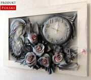 Obraz Matki Bożej Maryi z różami + zegar PREZENT ślub JUBILEUSZ podziekowanie - K5SZ-4 ART DECO
