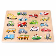Duża 40x30 cm drewniana układanka puzzle Transport Lelin