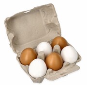 Jajka drewniane w wytłoczce 6 sztuk Lelin
