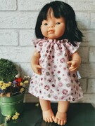 Sukienka dla lalki 38cm różowe rozetki Olimi