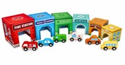 Wieża układanka kubeczki z pojazdami Transport Piramidka Lelin Lelin
