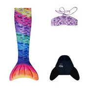 Syreni ogon - monopłetwa do pływania Rainbow + Bikini Kuaki Mermaids