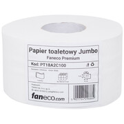 Papier toaletowy Faneco JUMBO Premium 12 rolek 2 warstwy 100 m średnica 19 cm biały celuloza Faneco