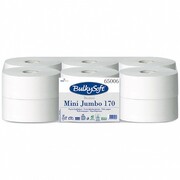 Papier toaletowy Bulkysoft mini Jumbo Premium 12 rolek 2 warstwy 170 m średnica 19 cm biały celuloza Bulkysoft
