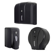 Zestaw: dozownik do mydła w płynie, podajnik na papier toaletowy, pojemnik na ręczniki ZZ Sanitario czarny ABS Sanitario