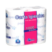 Papier toaletowy rozpuszczalny STRAPPI 4 rolki celuloza 1000 listków biały ALECO