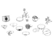 pierścionek (komplet 14 szt.) JEWELRY & WATCHES - Punk - Silver - X4 JEWELRY & WATCHES
