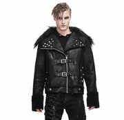 kurtka męska DEVIL FASHION - Soul Case Punk Jacket With Fur Collar - CT142 DEVIL FASHION