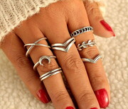 pierścionek (zestaw 7 szt.) JEWELRY & WATCHES - Silver - P33 JEWELRY & WATCHES