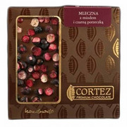 Czekolada mleczna z miodem i czarną porzeczką 85g Cortez 8833 CORTEZ