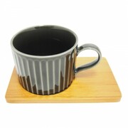 Filiżanka espresso czarna z podstawką drewnianą 110ml R2S 60086 NUOVA R2S