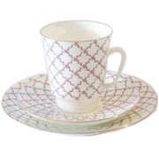 Filiżanka Majowa Siatka Różowa 165ml z talerzykiem deserowym Łomonosov 3979T ŁOMONOSOV