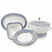 Serwis obiadowy na 6 osób Siatka Kobaltowa Łomonosov 2047Z ŁOMONOSOV