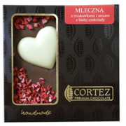 Czekolada mleczna z truskawkami z sercem z białej czekolady 100g Cortez 8813 CORTEZ