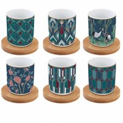 Zestaw czarek z podstawkami akacjowymi Ptaki i Kwiaty Easy Life 880-8666 NUOVA R2S