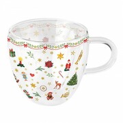 Szklanka Ornaments All Over Red Double-Walled 250ml Ambiente 34414765 AMBIENTE