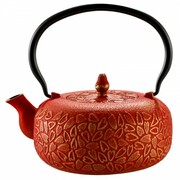 Dzbanek żeliwny czerwony w złote serduszka 1000 ml do herbaty 231-6049 English Collection Żeliwo
