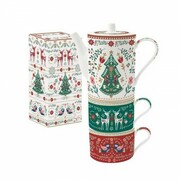 Zestaw Dzbanek i 2 Filiżanki Świąteczny Folk Easy Life 13096 EASY LIFE ŚWIĘTA