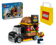 5+ [Zestaw] LEGO CITY 60404 Ciężarówka z burgerami + LEGO Torba papierowa średnia 6315792 Lego