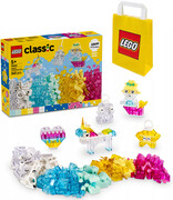 2W1 LEGO(R) CLASSIC 11040 Magiczny zestaw z przezroczystymi klockami +LEGO Torba papierowa średnia 6315792 Lego