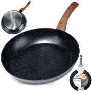 PATELNIA GRANITOWA VILDE BLACK&WOOD 28 CM DO SMAŻENIA GAZ INDUKCJA Vilde