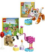 MAŁY ZESTAW KLOCKÓW LEGO CREATOR 3W1 30714 RUDY KOT, KROKODYL, SOWA + LEGO CREATOR 30715 LEW FLAMING ZWIĘRZĄTKA URODZINY Lego