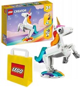 5702017415932 2W1 Lego Creator 3w1 Magiczny Jednorożec 31140 + LEGO Torba papierowa mała 6315786 Lego