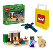 5702017583273 [Zestaw] LEGO MINECRAFT 21251 Pustynna wyprawa Steve'a + LEGO Torba papierowa mała 6315786 Lego